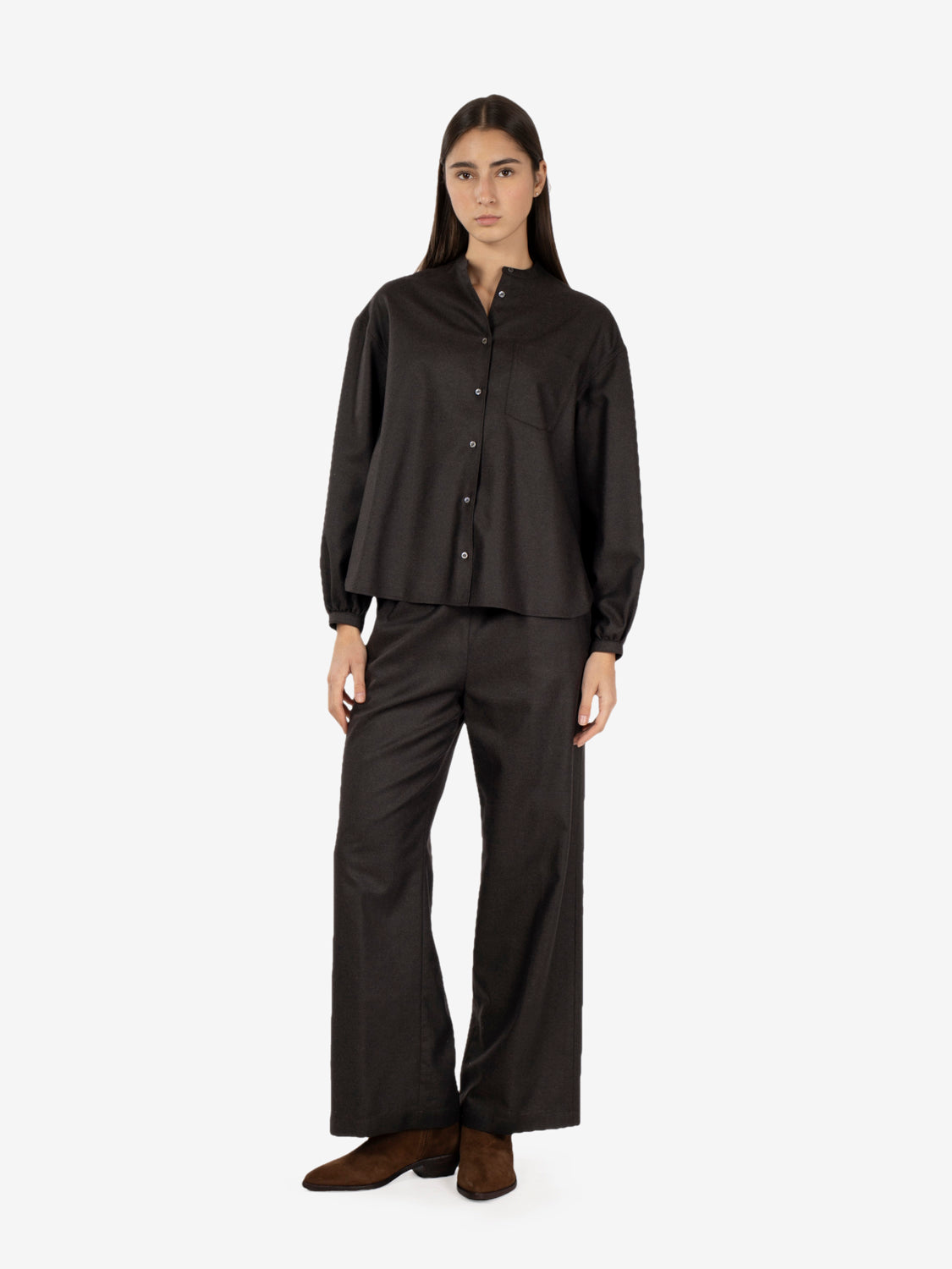 Camicia fresco lana marrone