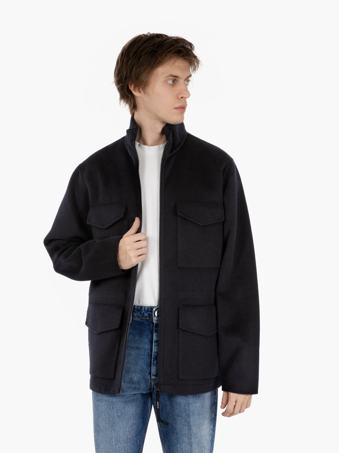 Short coat with navy zip