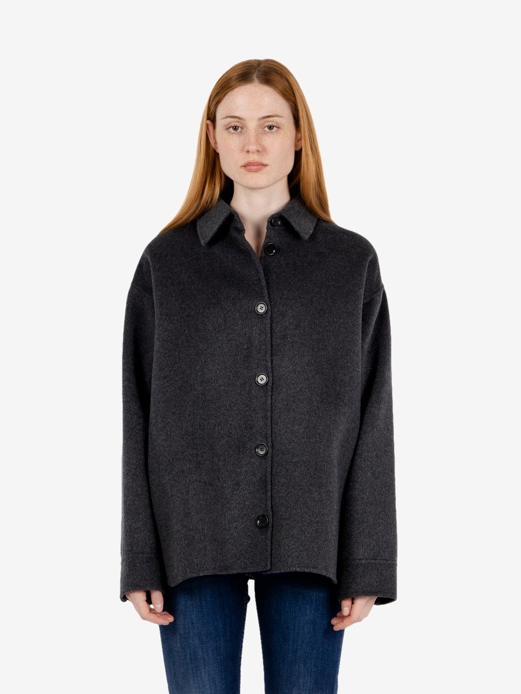 Cappotto corto in lana antracite