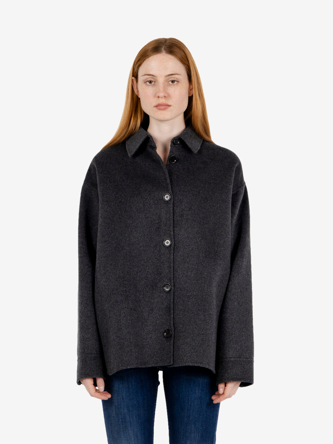 Cappotto corto in lana antracite