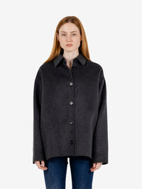 Cappotto corto in lana antracite