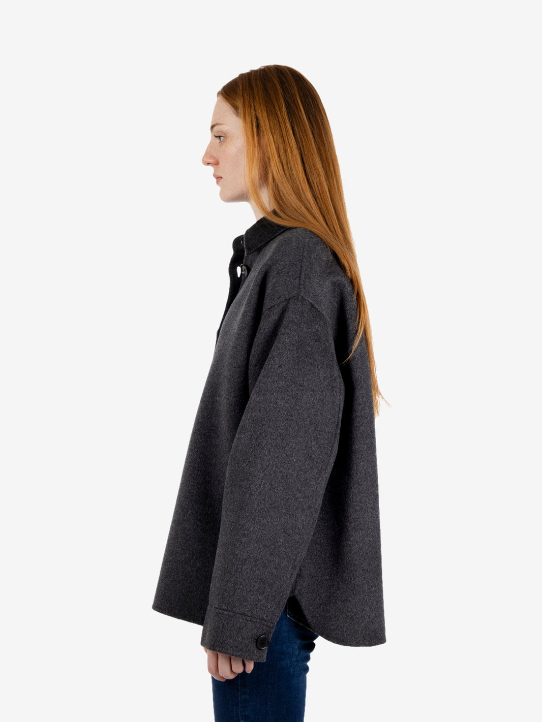 Cappotto corto in lana antracite