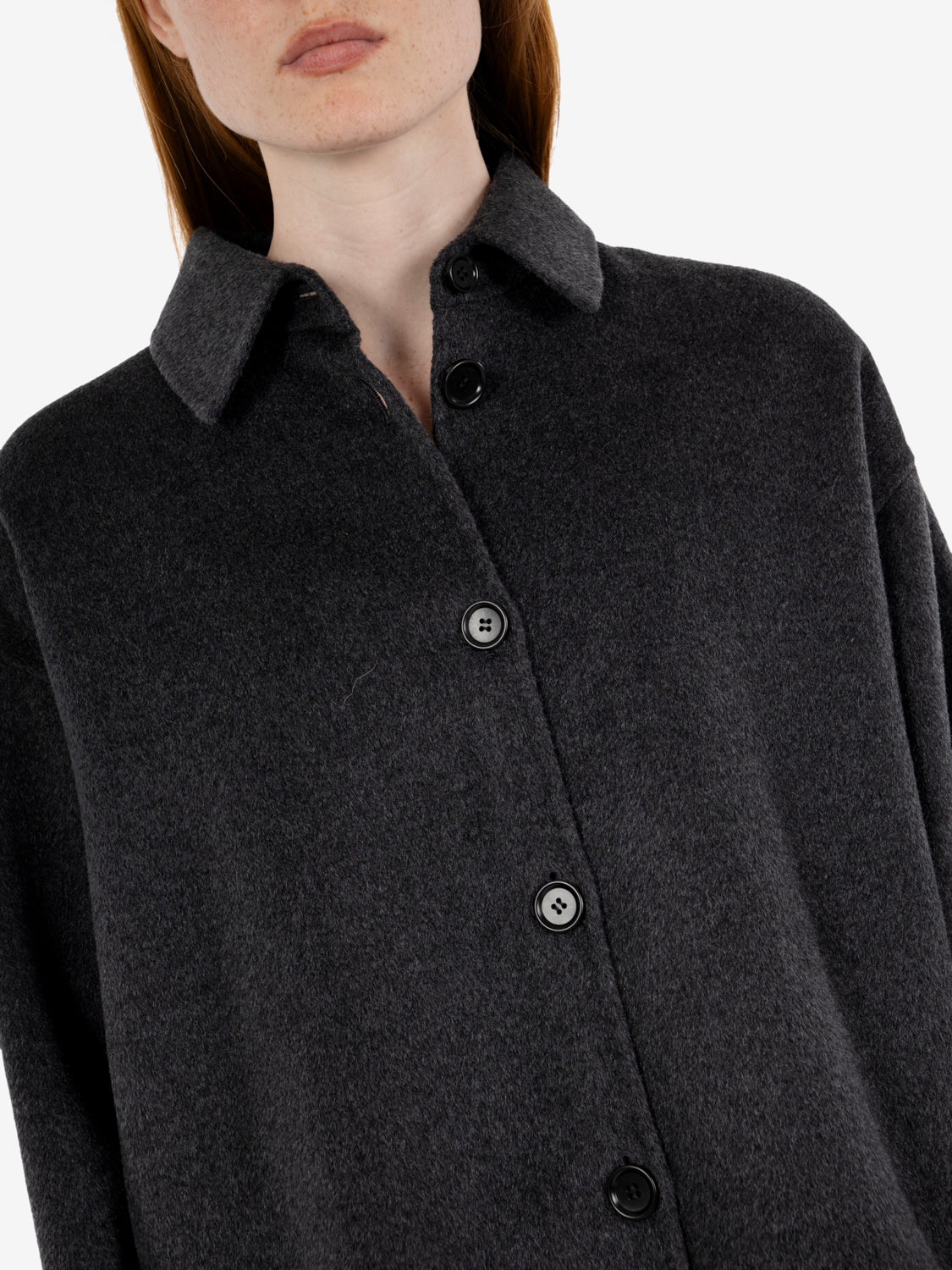 Cappotto corto in lana antracite