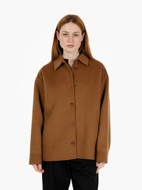 Short camel wool coat