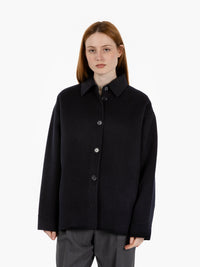 Short navy wool coat