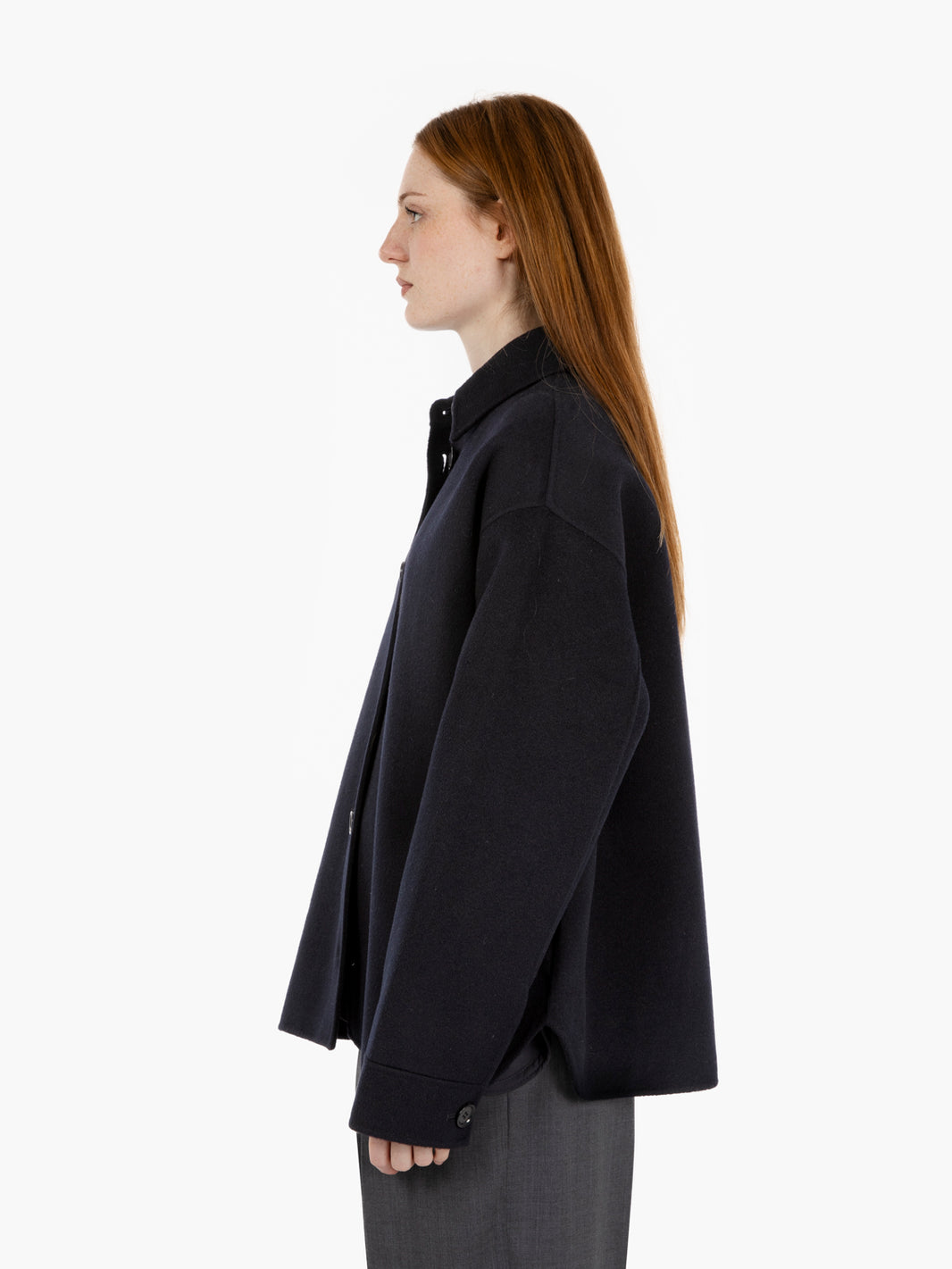 Short navy wool coat