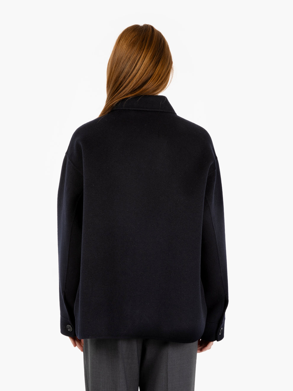 Short navy wool coat