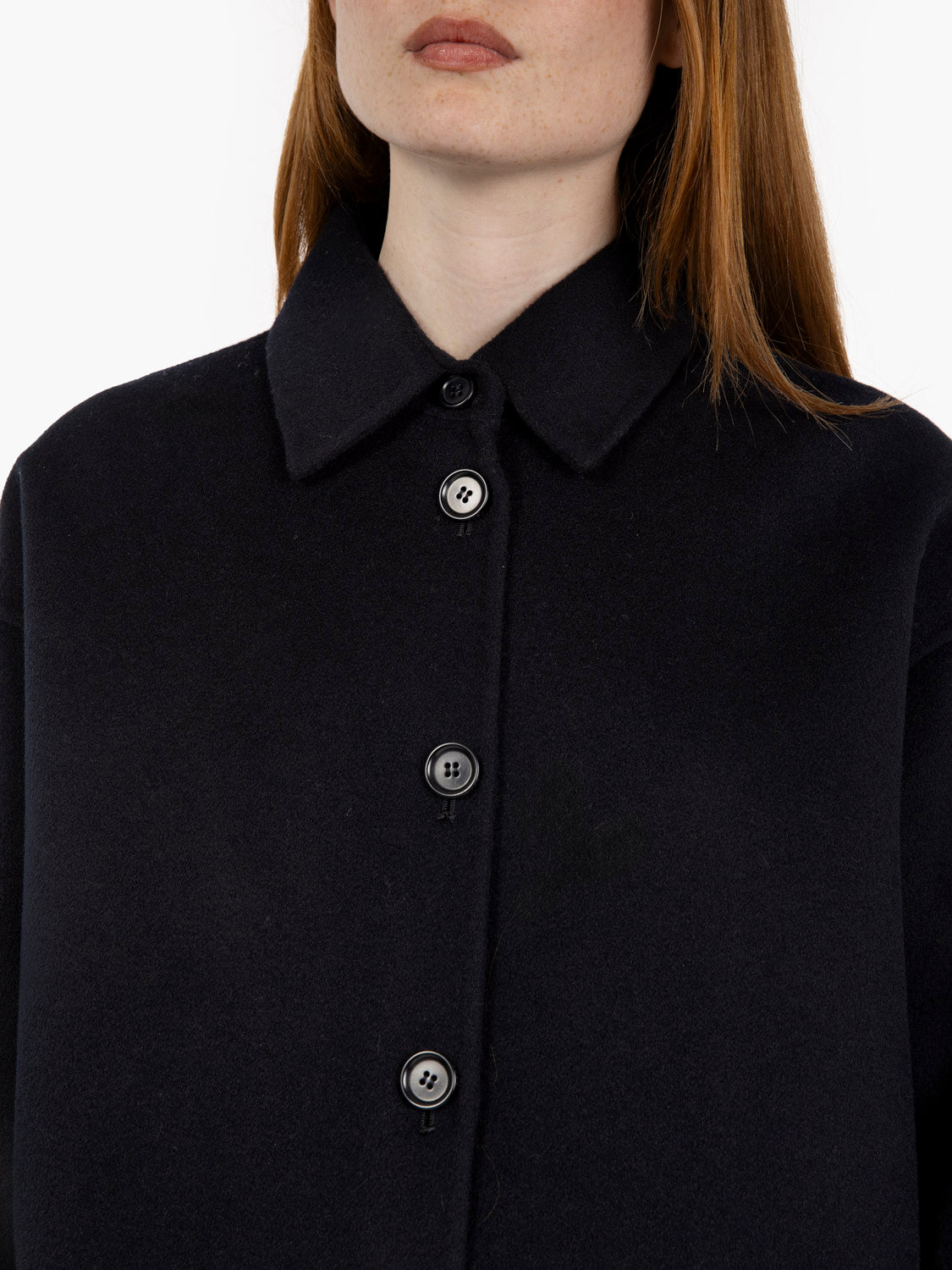 Short navy wool coat