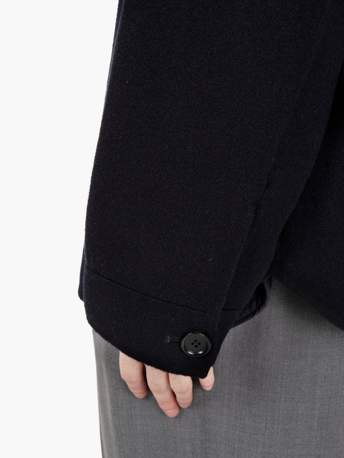Short navy wool coat