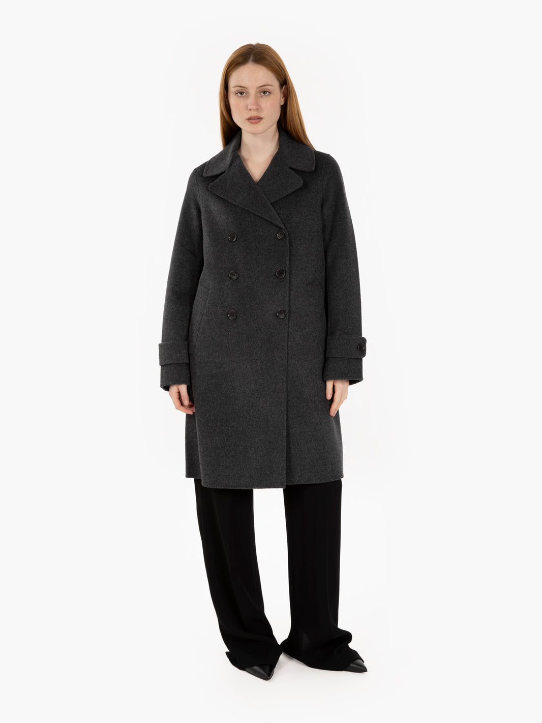 Anthracite double wool coat