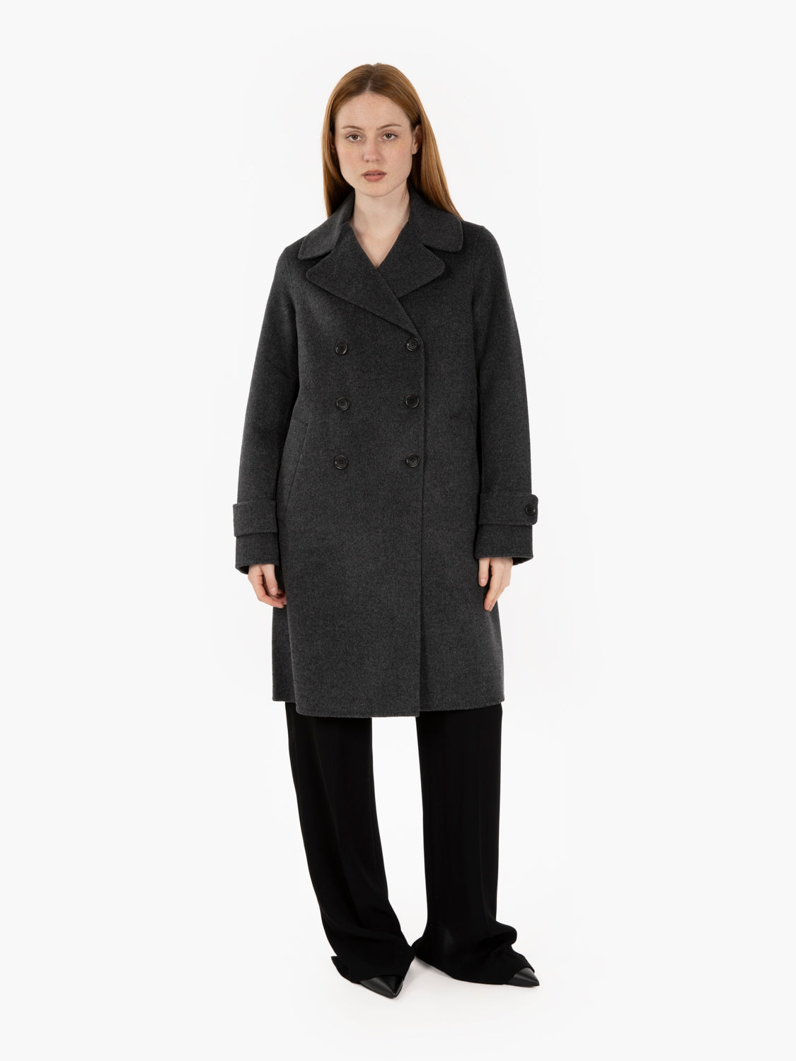 Anthracite double wool coat