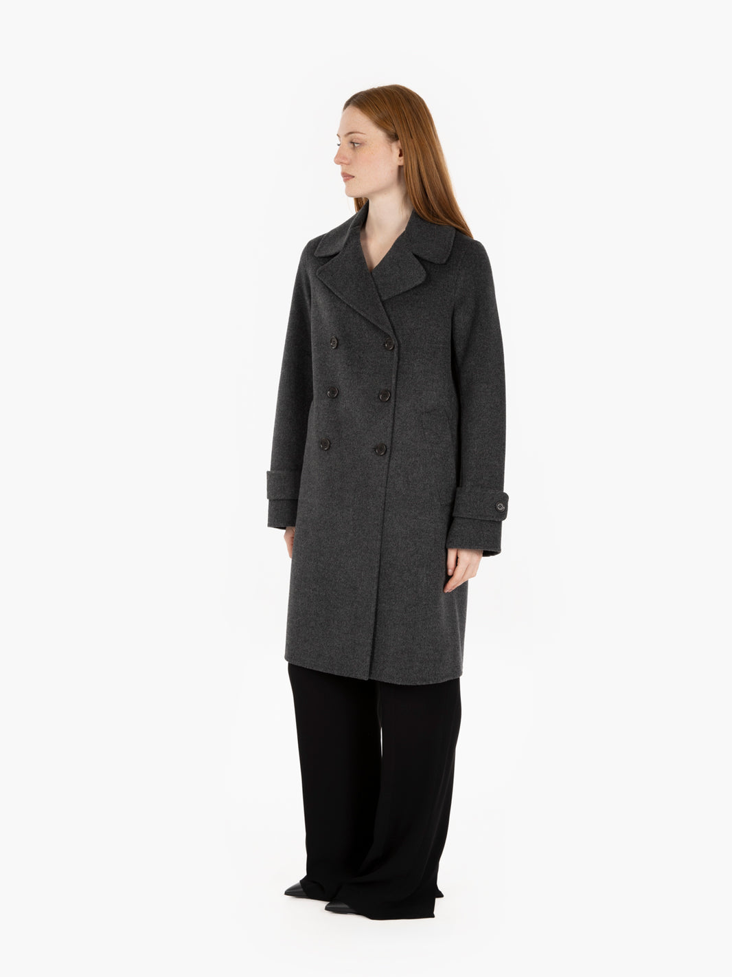 Anthracite double wool coat