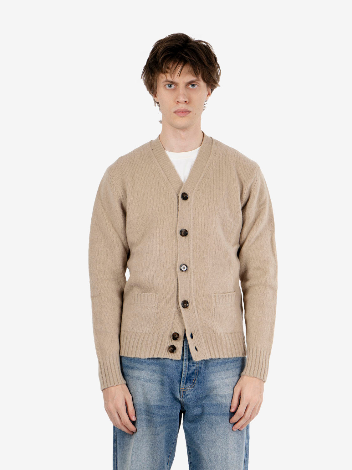 Cardigan in lana sabbia