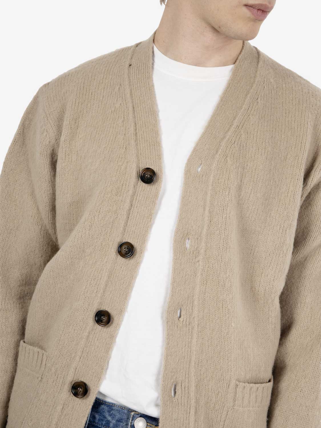 Cardigan in lana sabbia