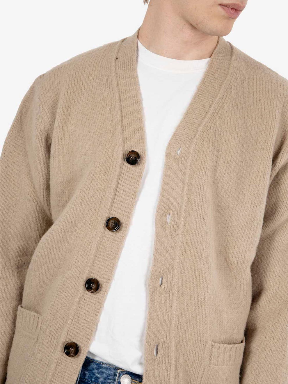 Cardigan in lana sabbia