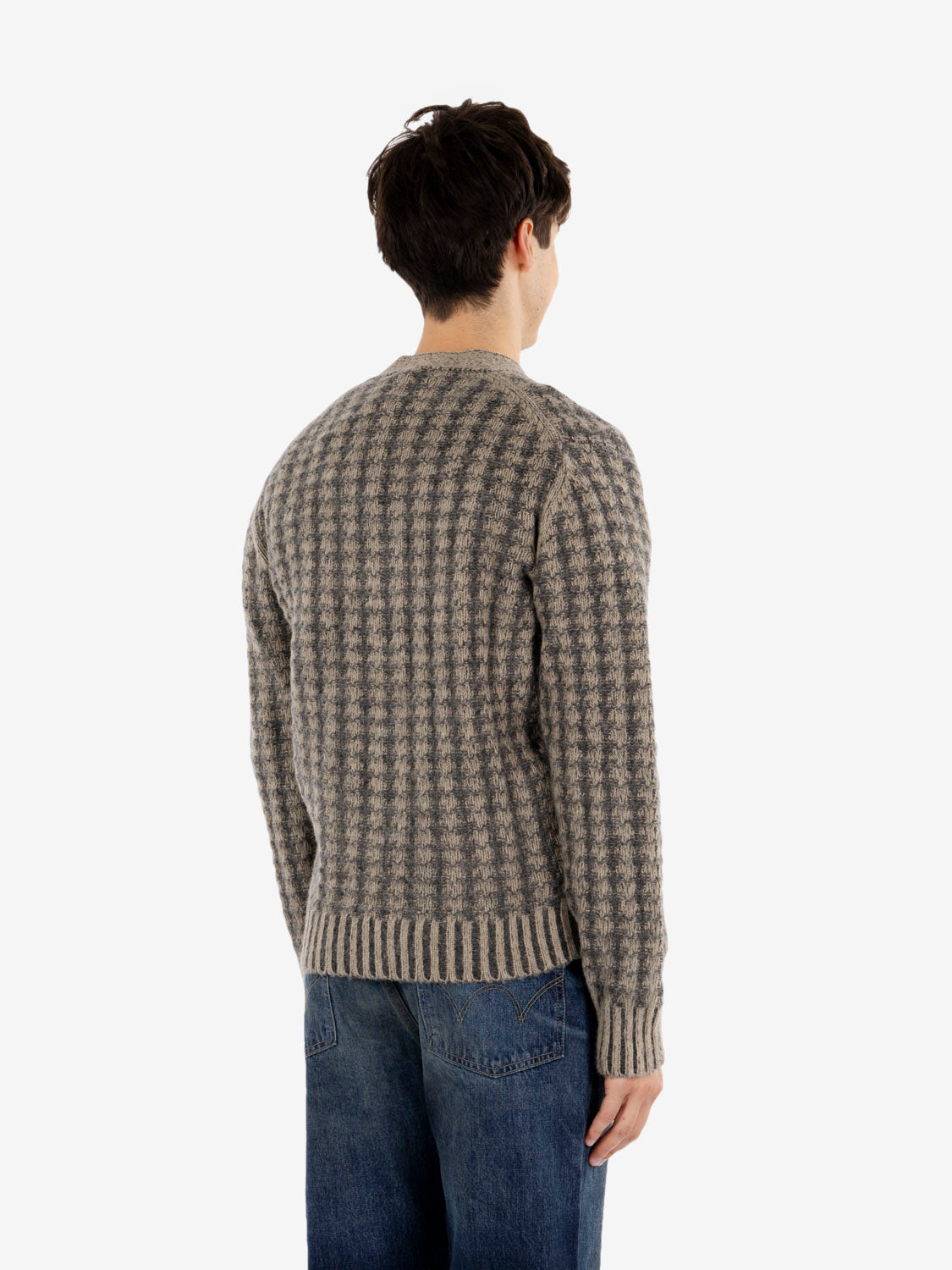 Cardigan in lana Shetland grigio
