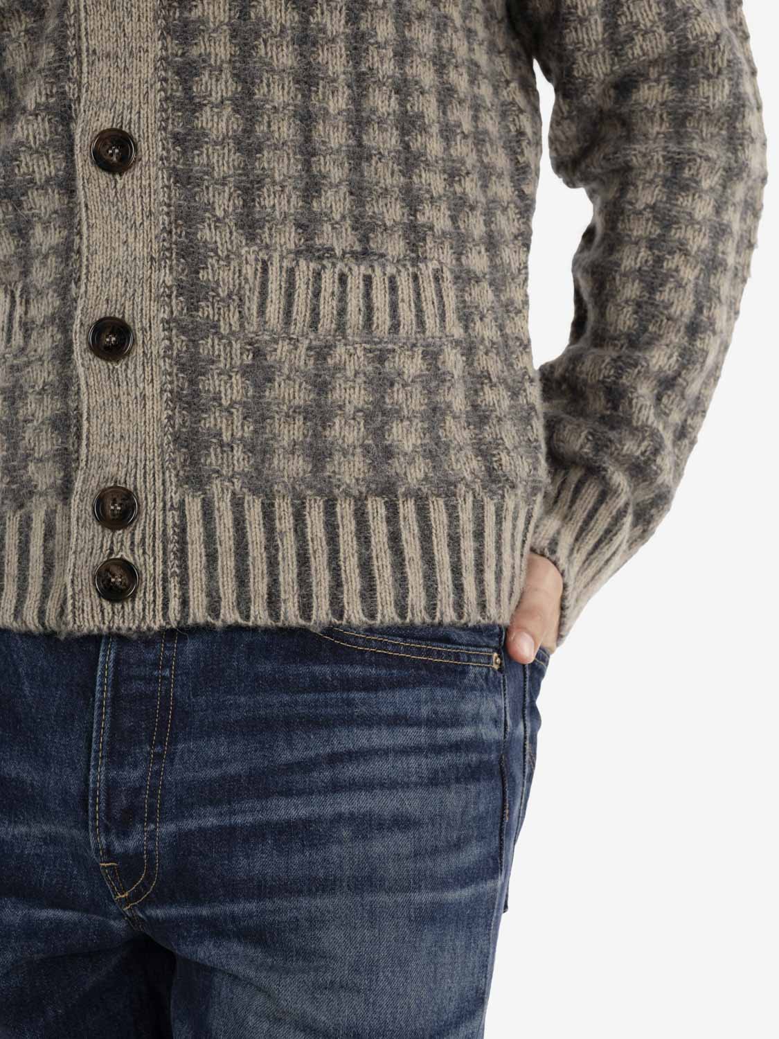 Cardigan in lana Shetland grigio