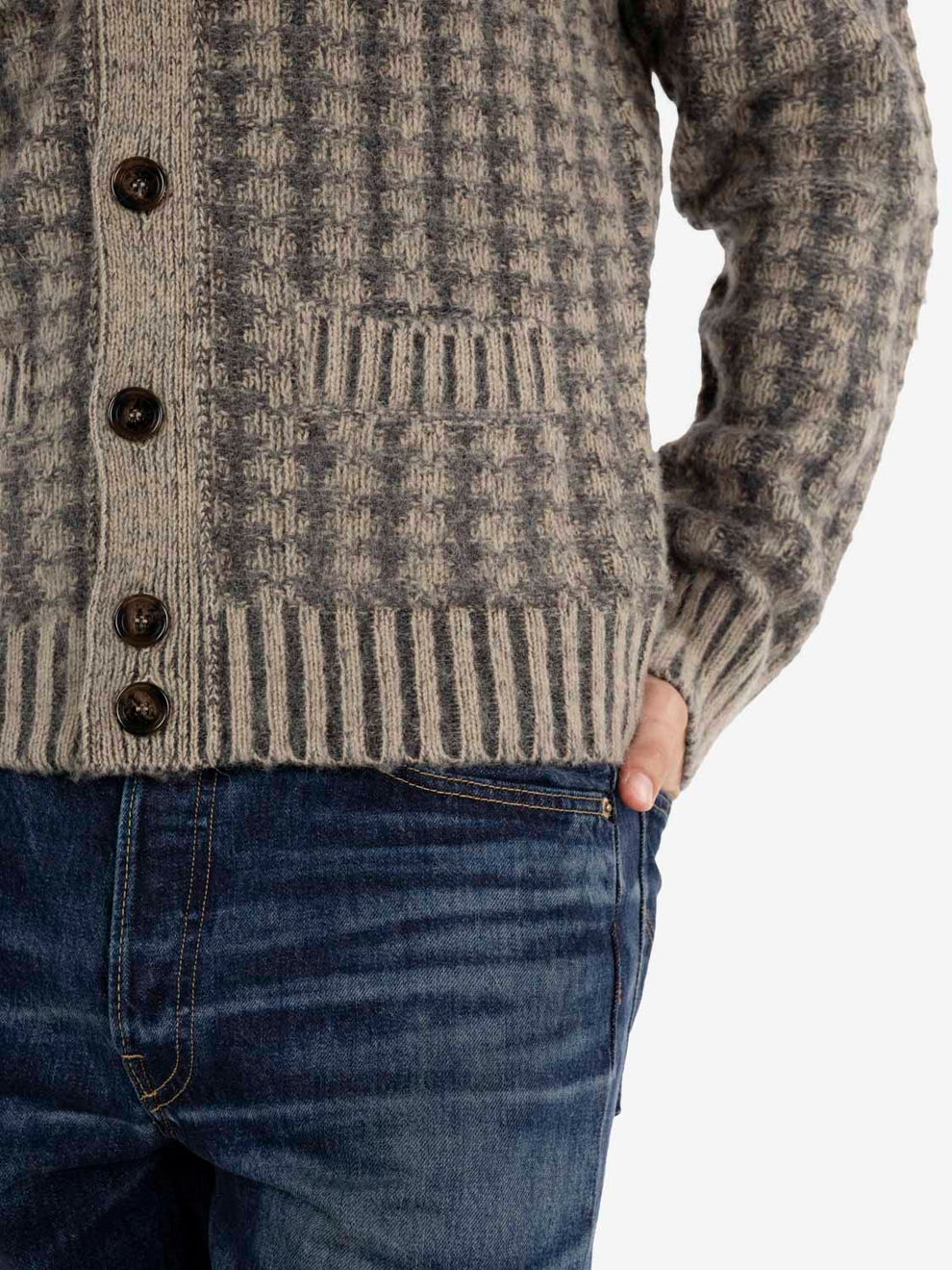 Cardigan in lana Shetland grigio