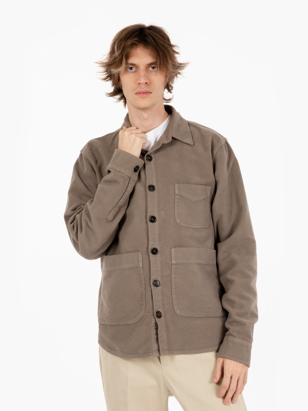 Giacca camicia in fustagno fango