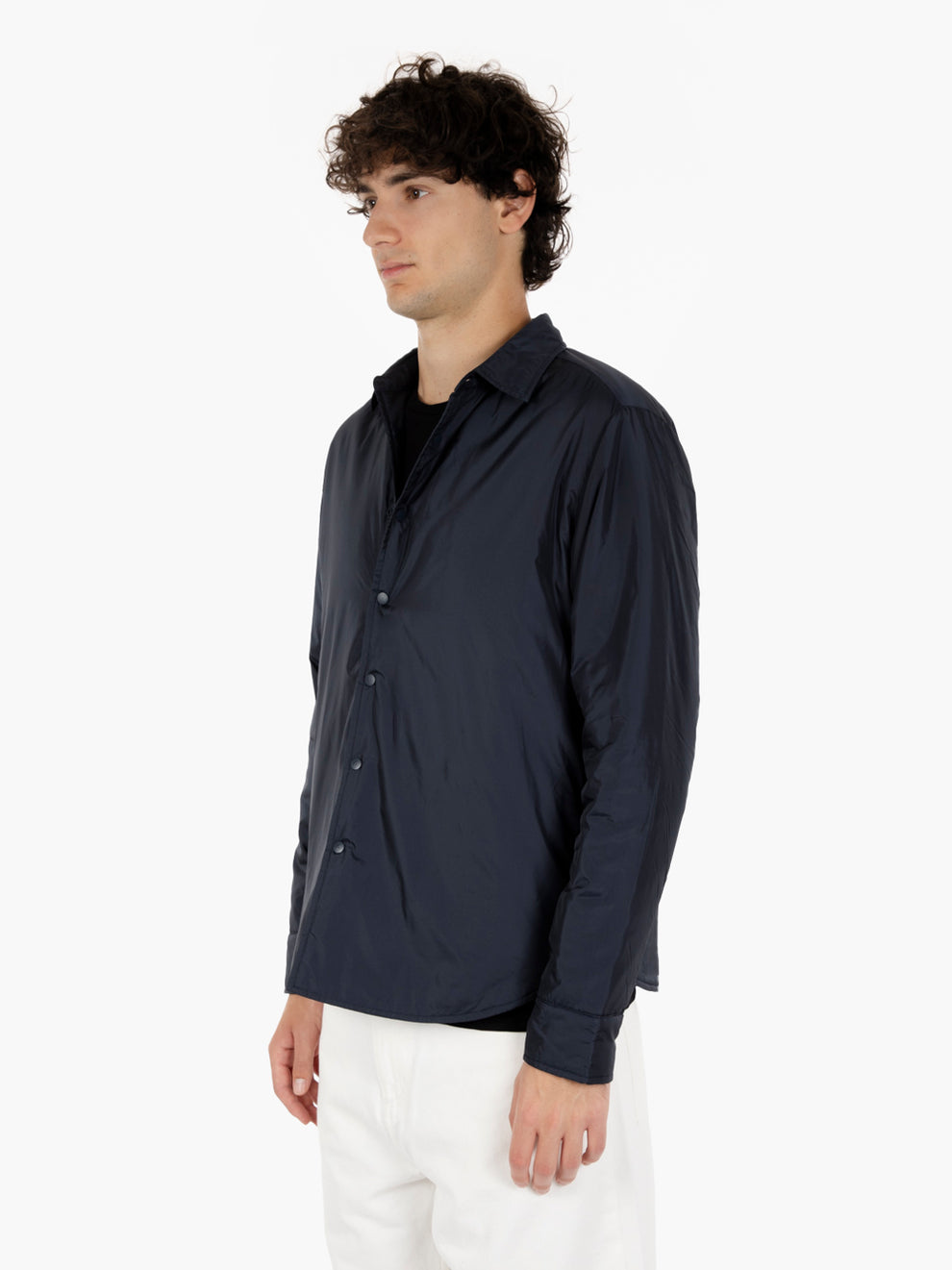 Navy Nylon Shirt Jacket