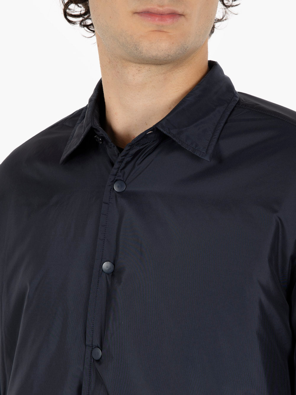 Navy Nylon Shirt Jacket