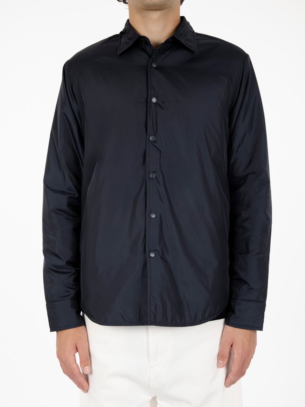 Navy Nylon Shirt Jacket