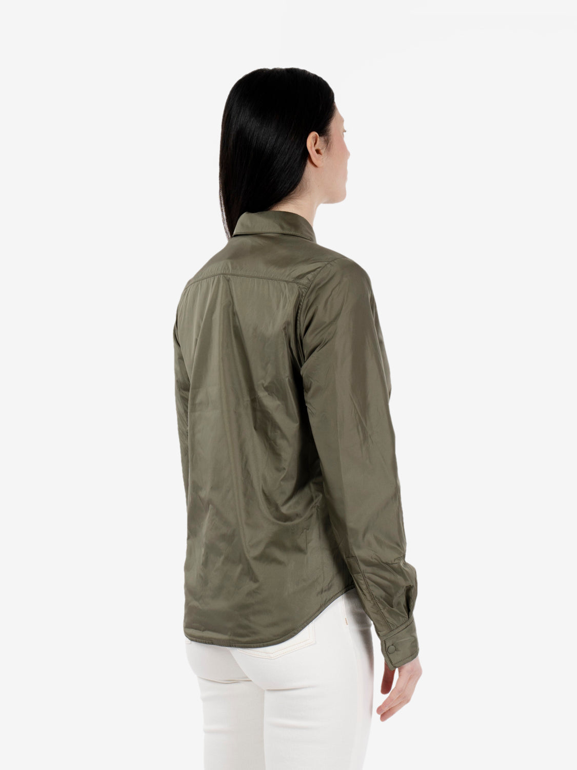 Giacca camicia in nylon oliva