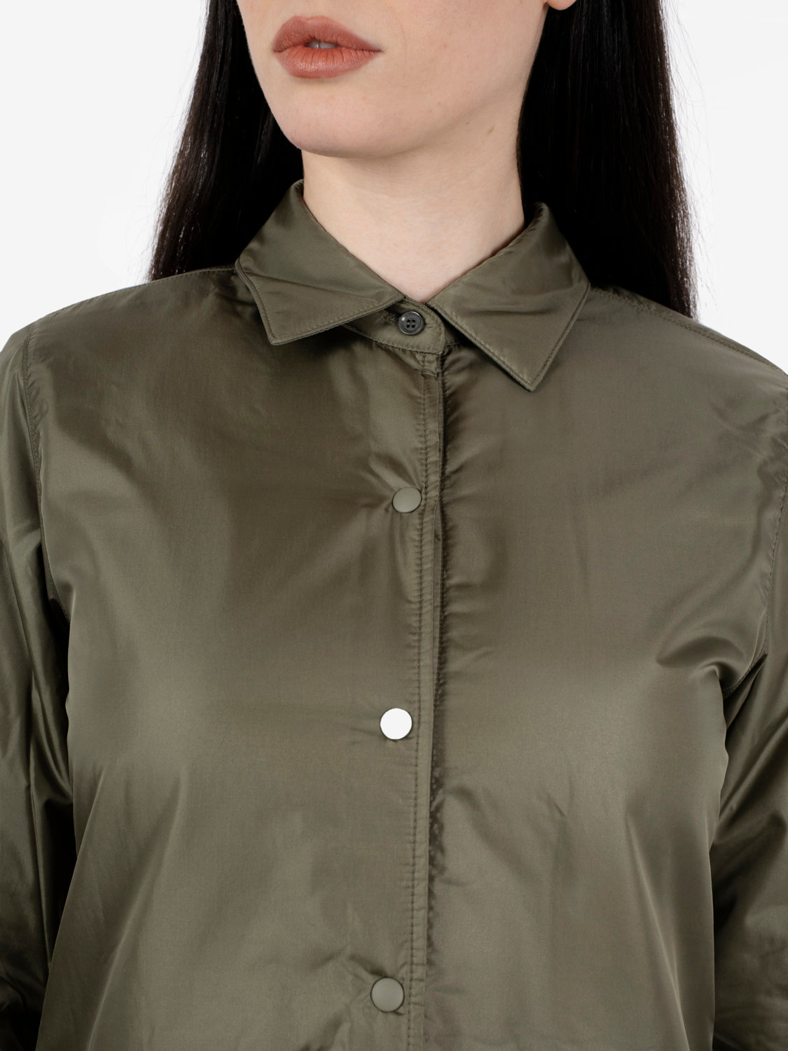 Giacca camicia in nylon oliva