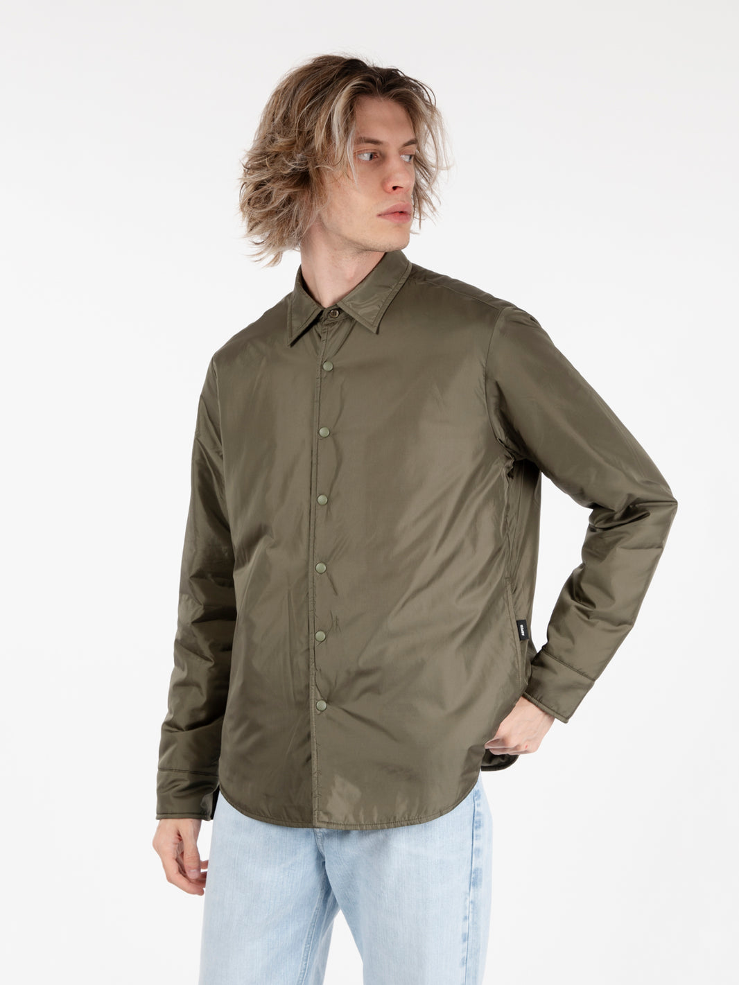 Giacca camicia in nylon salvia