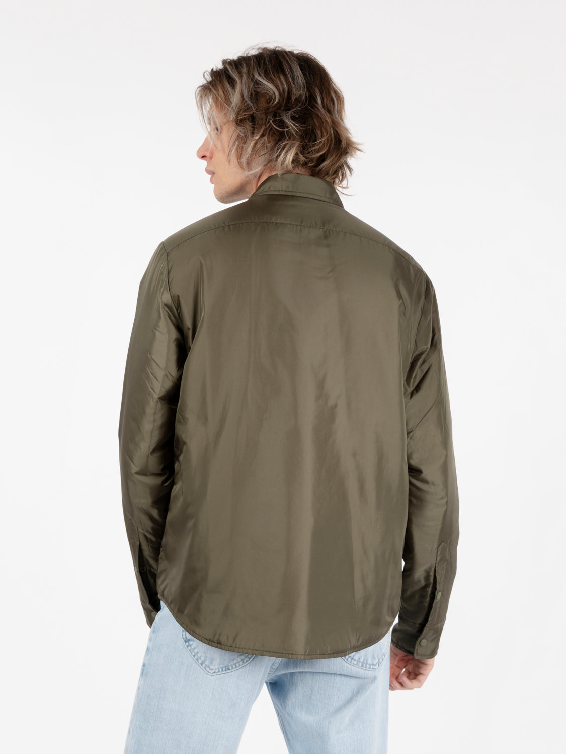 Giacca camicia in nylon salvia