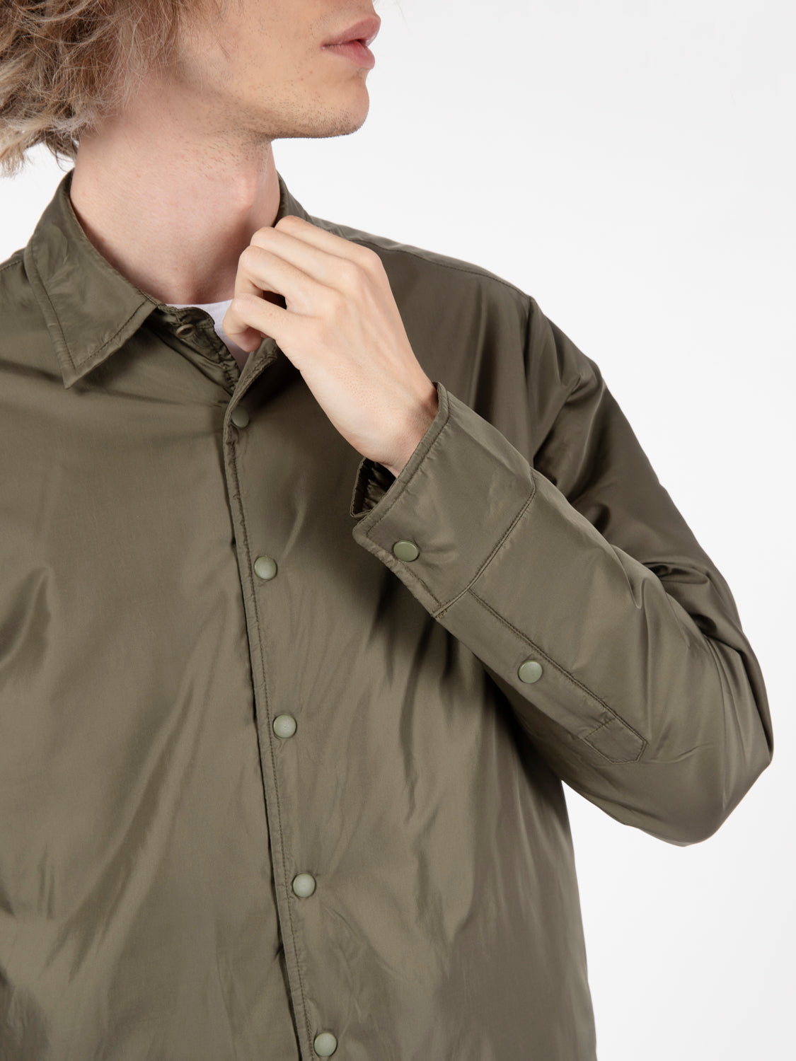 Giacca camicia in nylon salvia