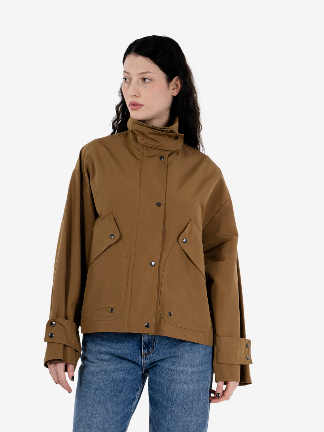 Giacca in tela di cotone tabacco