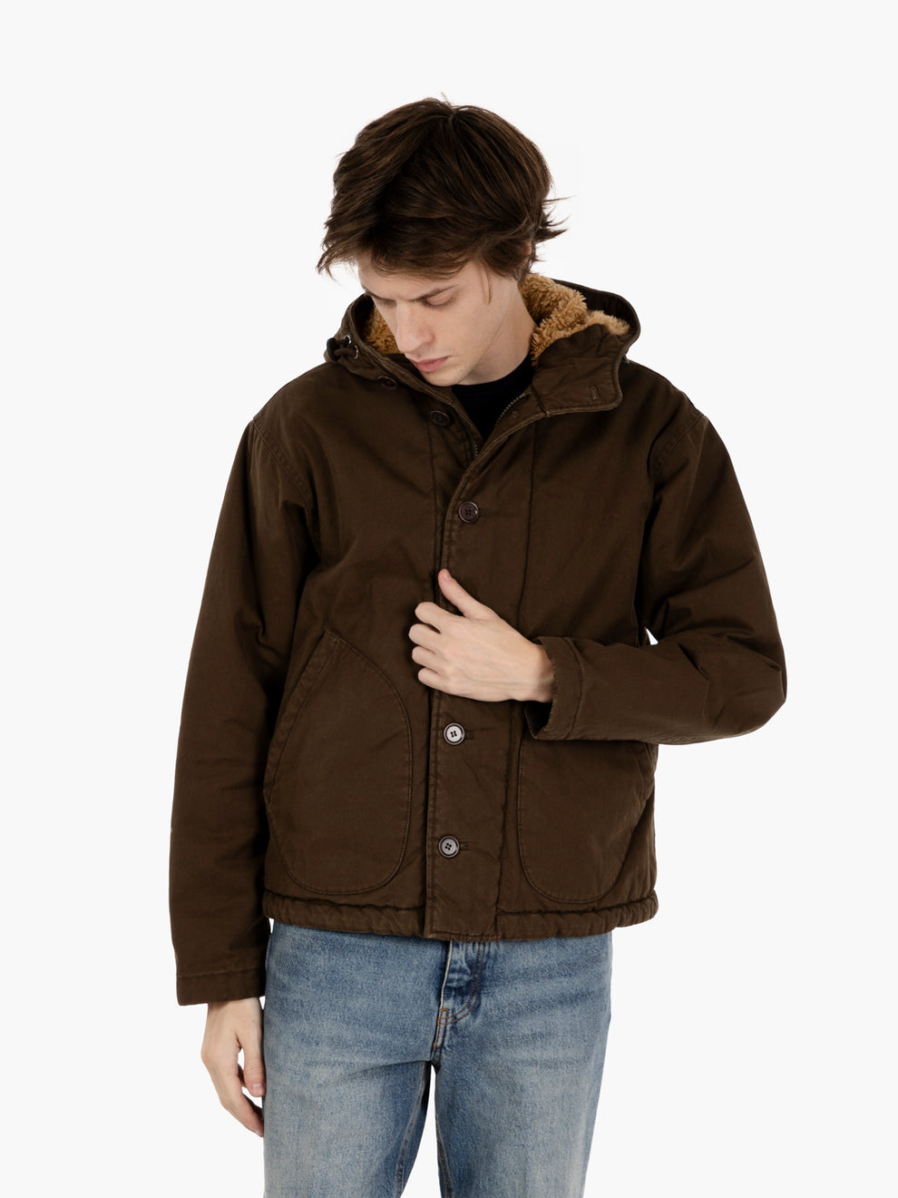 Jacket with green fur interior