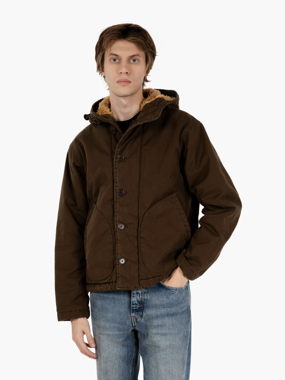 Jacket with green fur interior