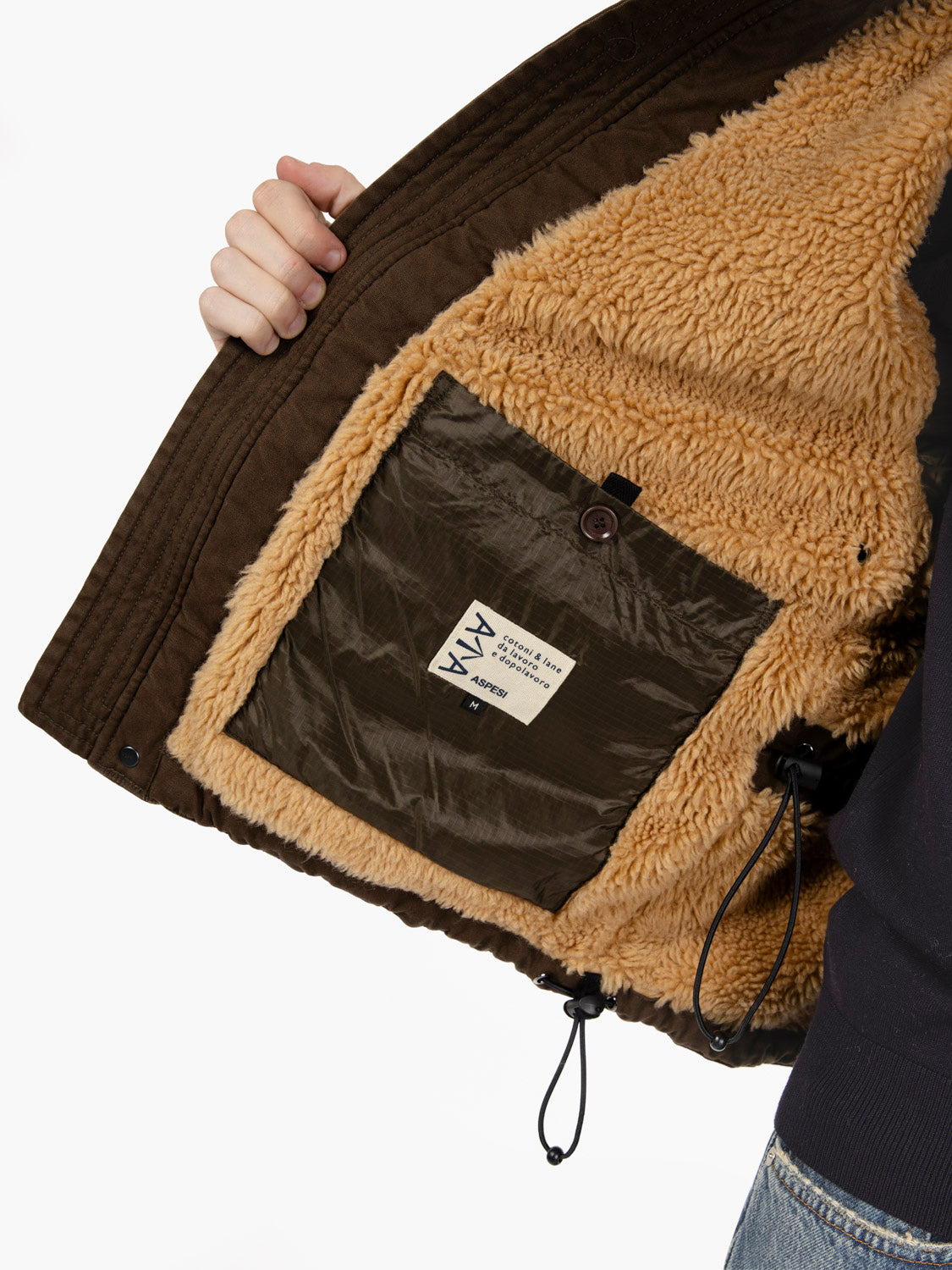 Jacket with green fur interior