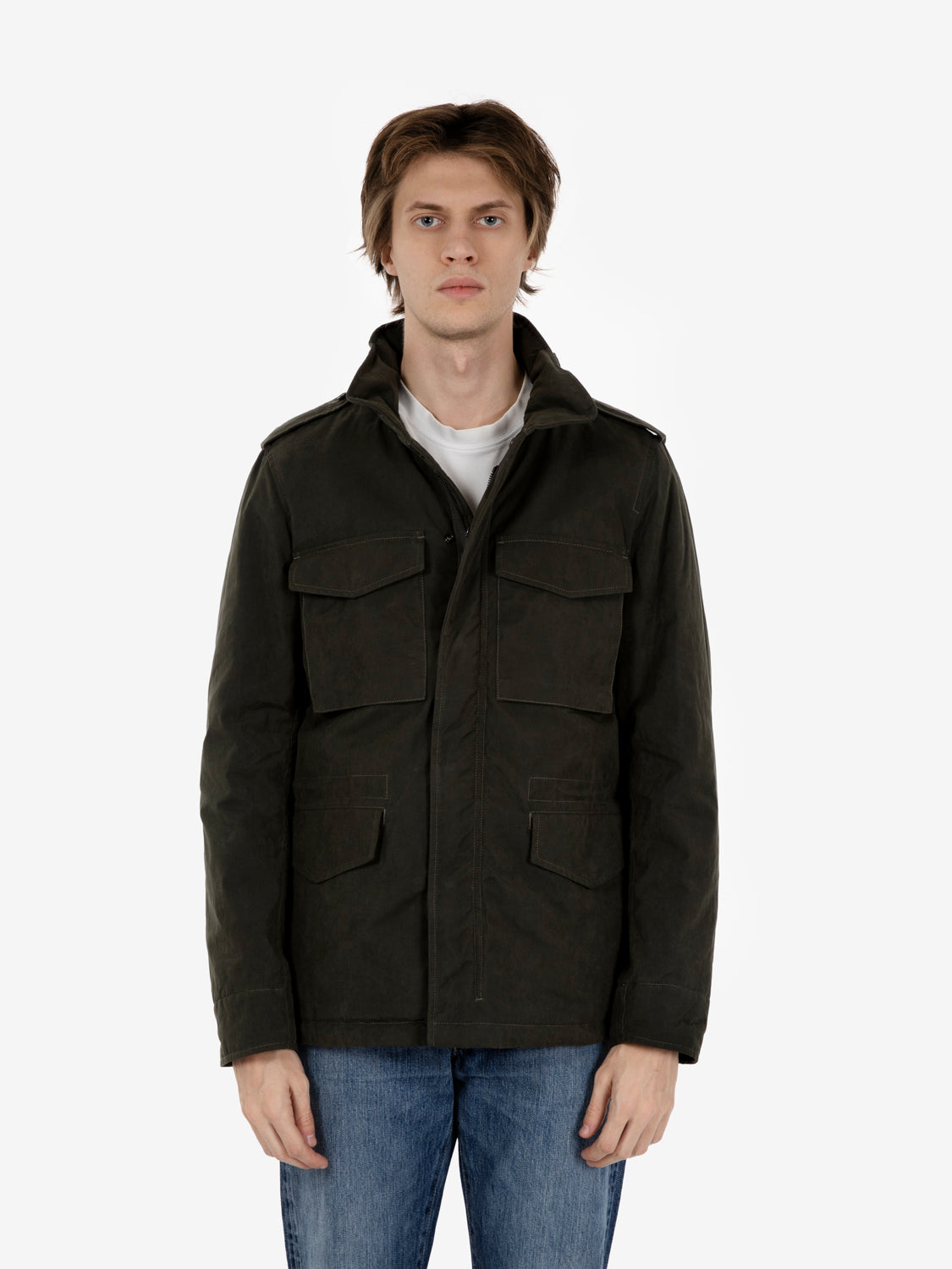 Green jacket with pockets