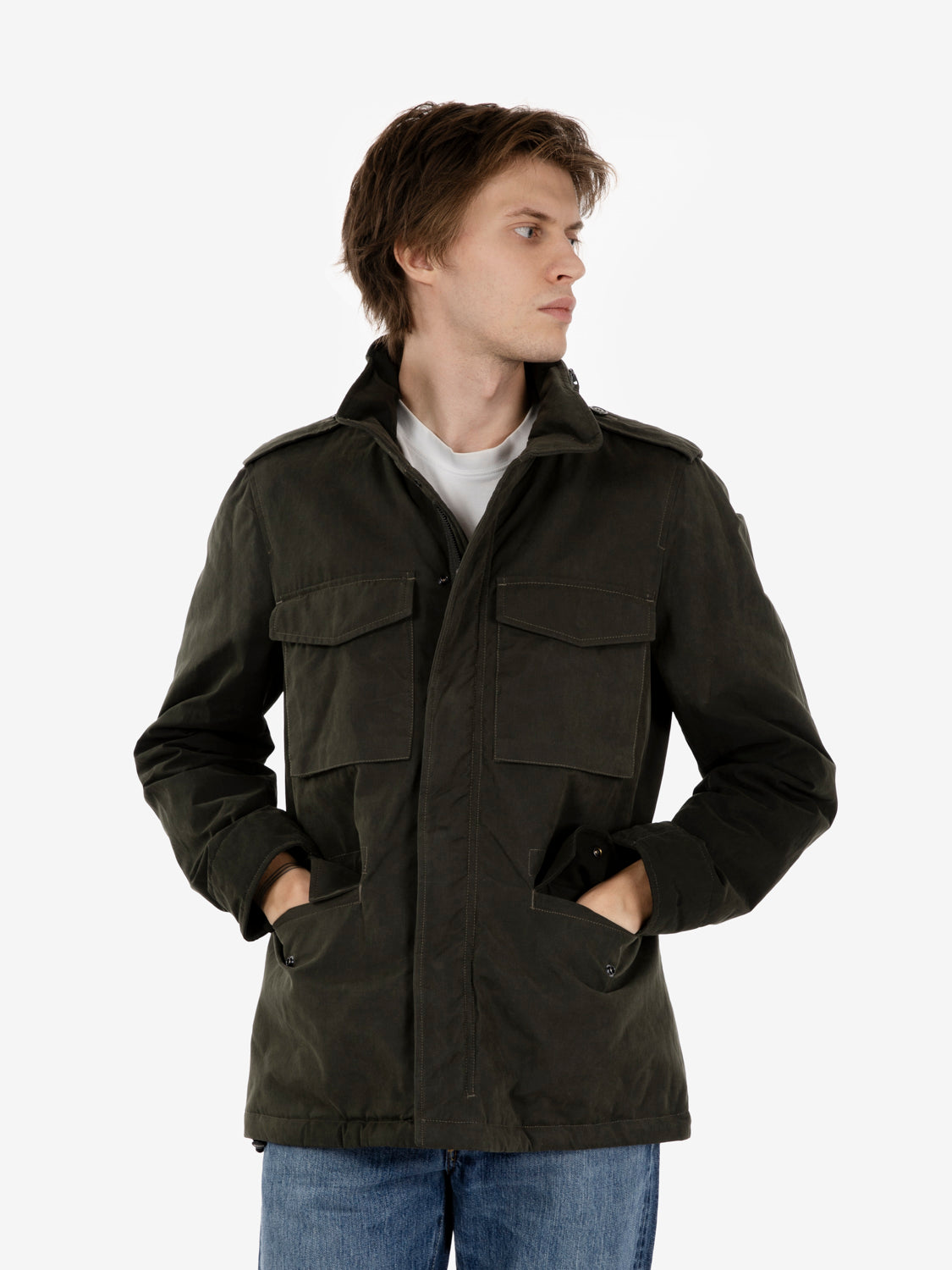 Green jacket with pockets