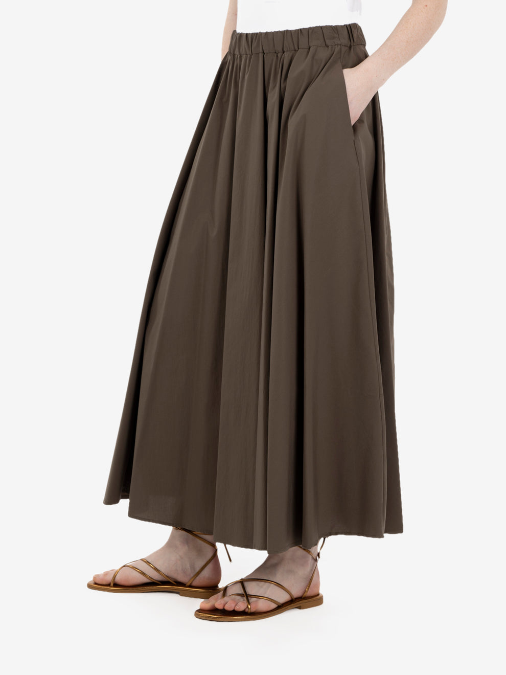 Gonna midi in cotone militare