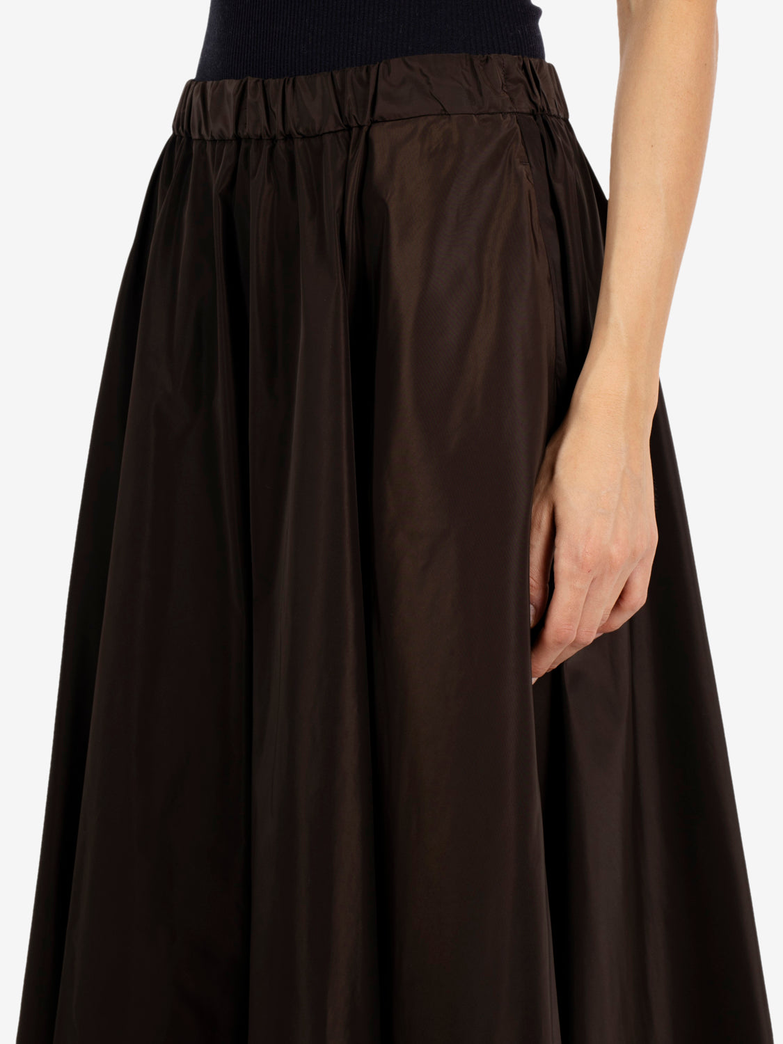 Brown taffeta midi skirt
