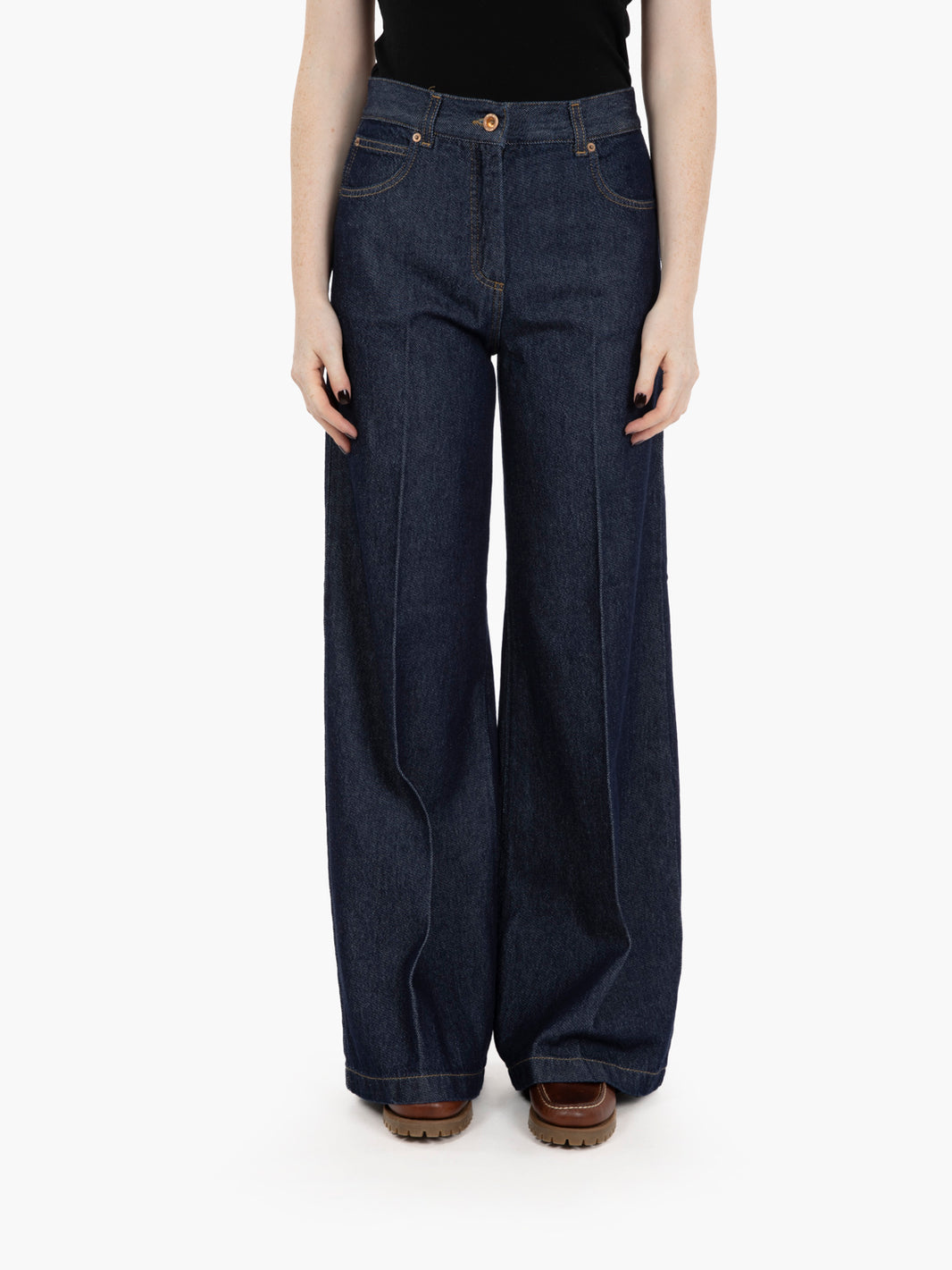Blue denim palazzo jeans