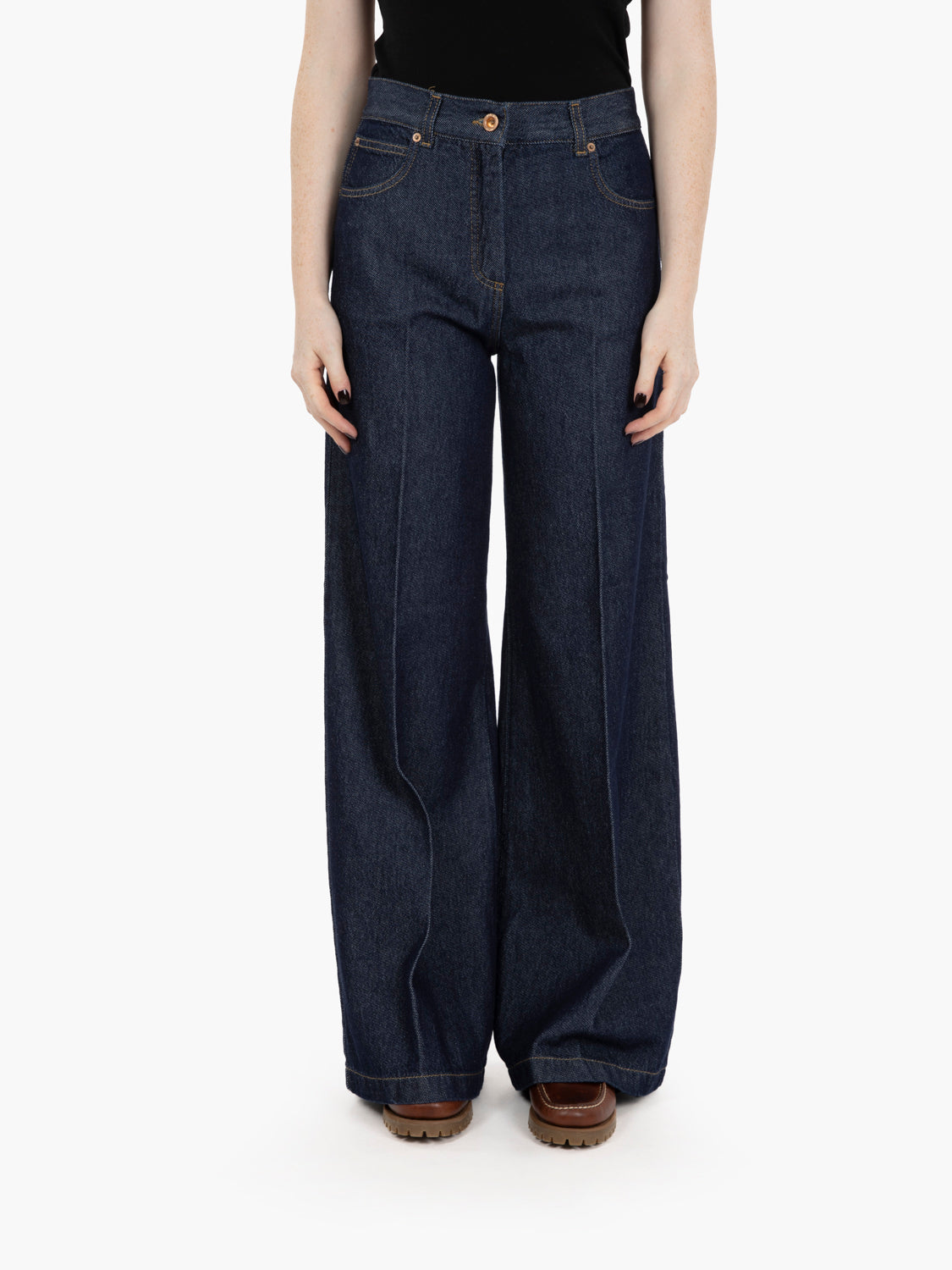 Blue denim palazzo jeans