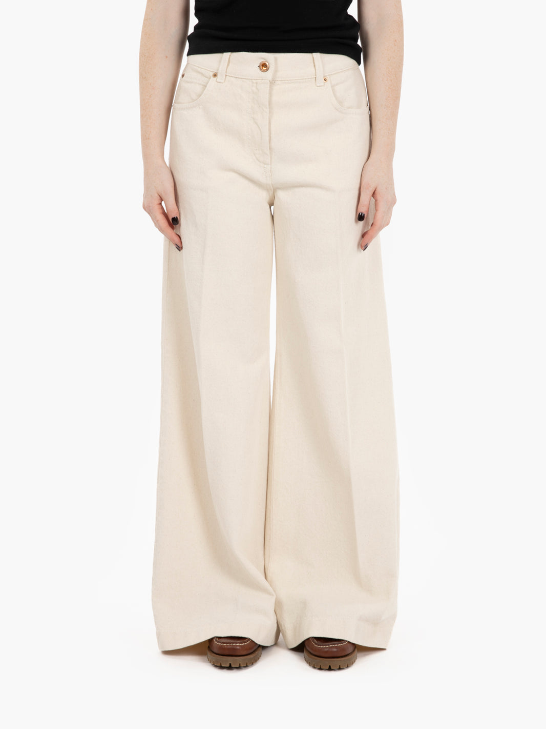 Jeans palazzo in bull burro