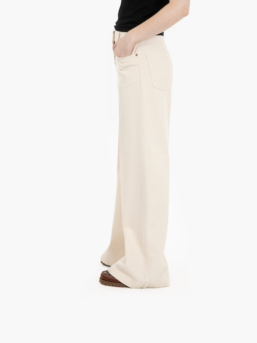Jeans palazzo in bull burro