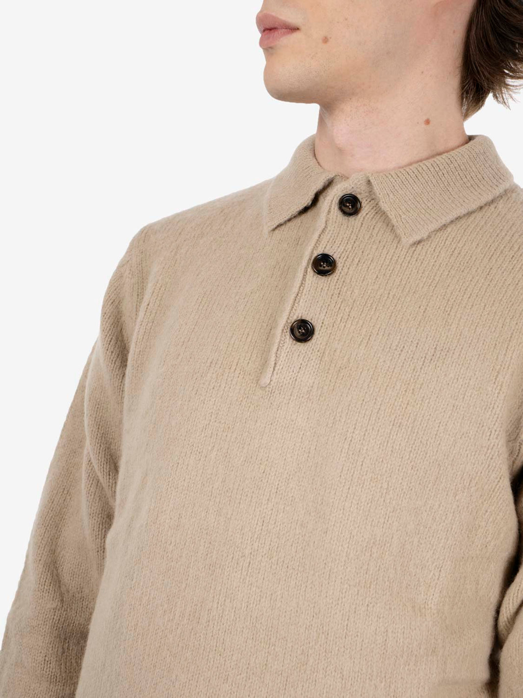 Sand wool polo shirt