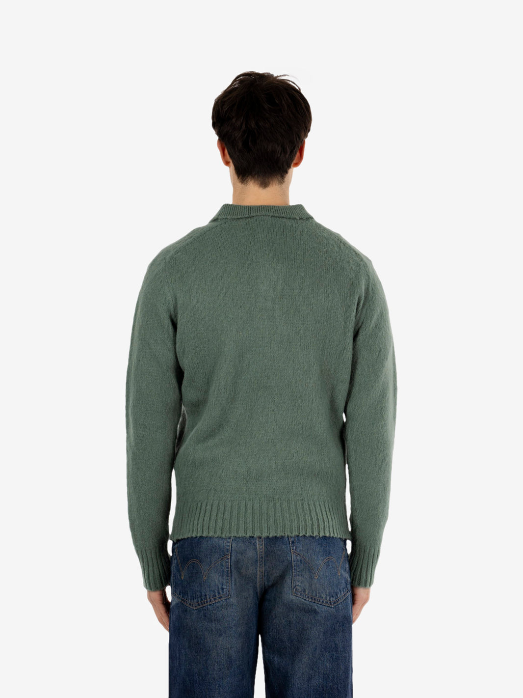 Maglione in lana con colletto e bottoni salvia