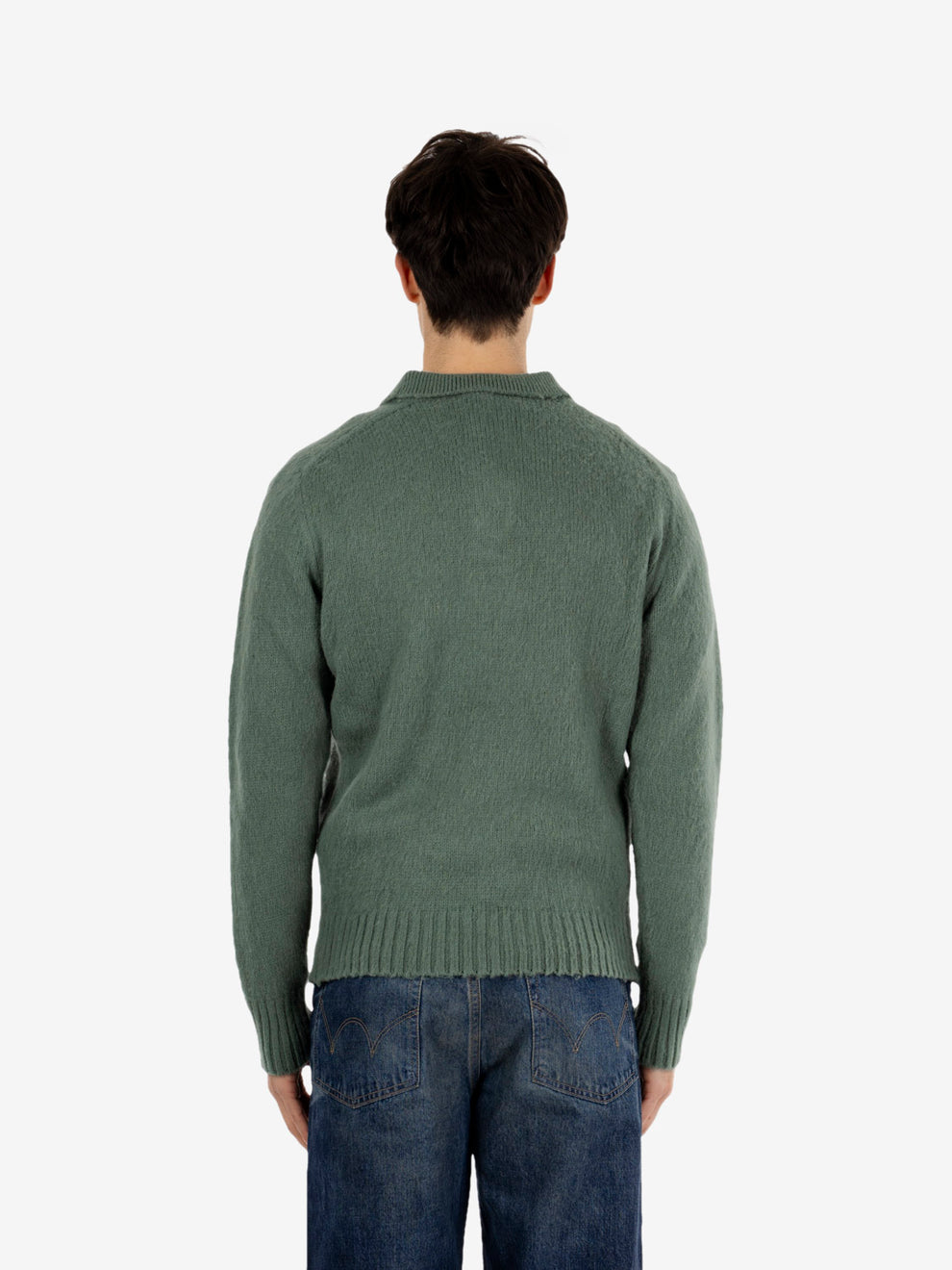 Maglione in lana con colletto e bottoni salvia