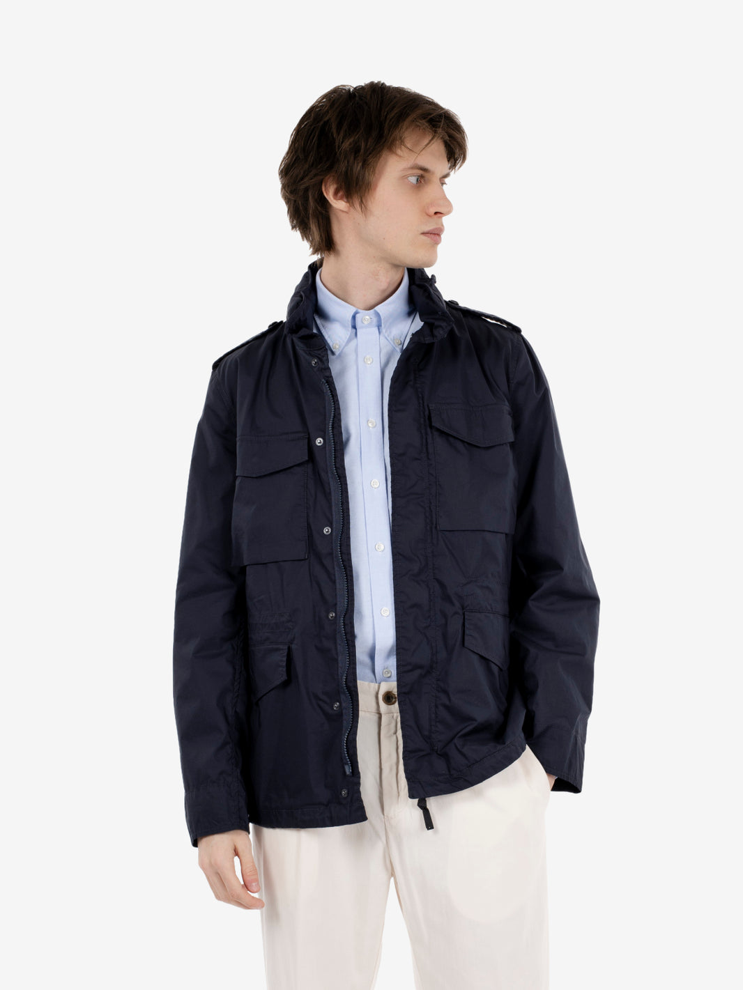 Minfield coat in gabardina di cotone navy