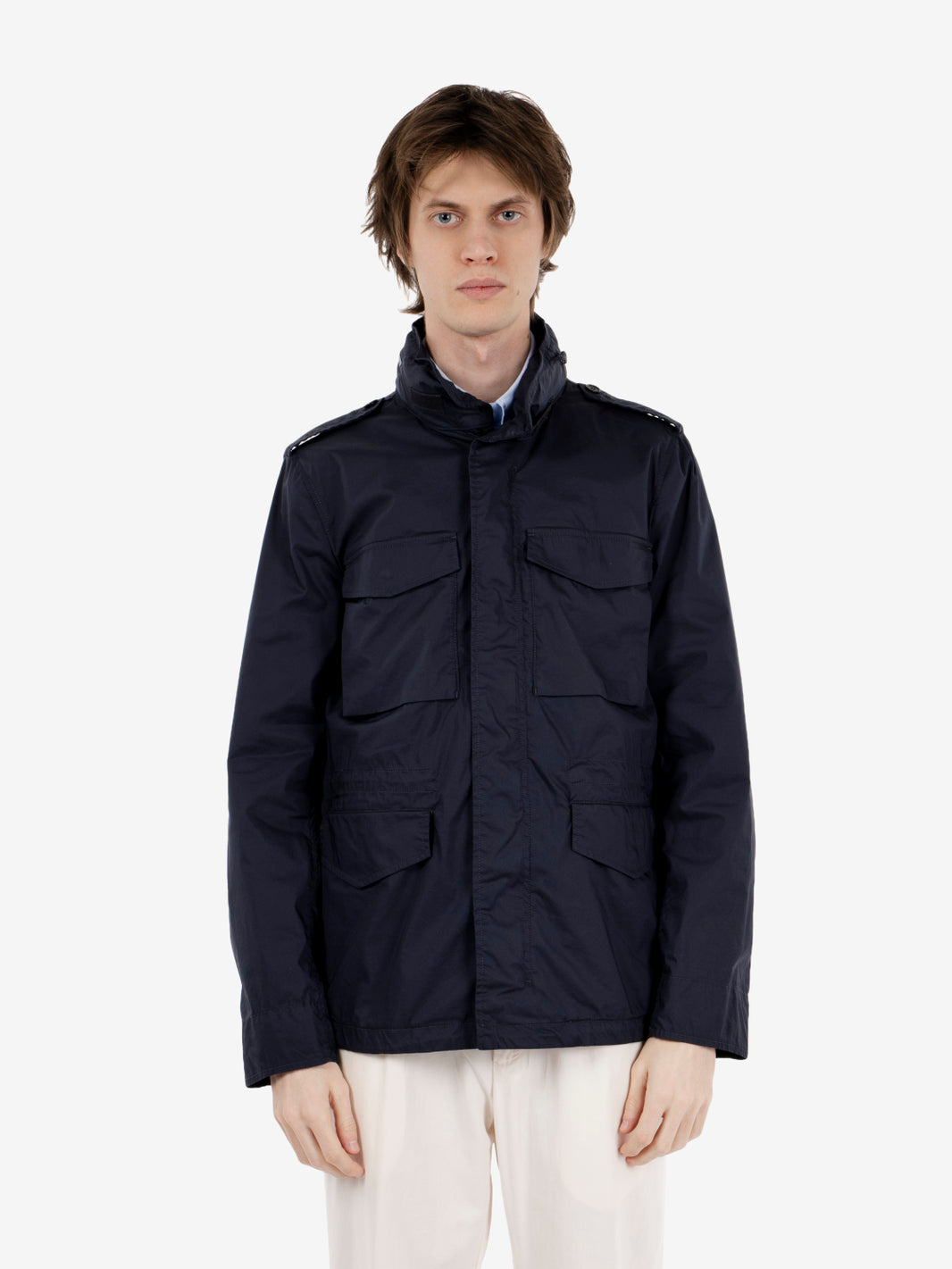 Minfield coat in gabardina di cotone navy