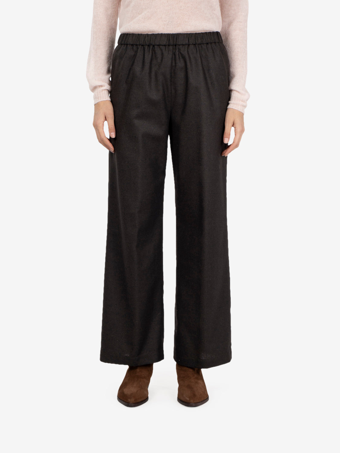 Pantaloni in fresco lana marrone