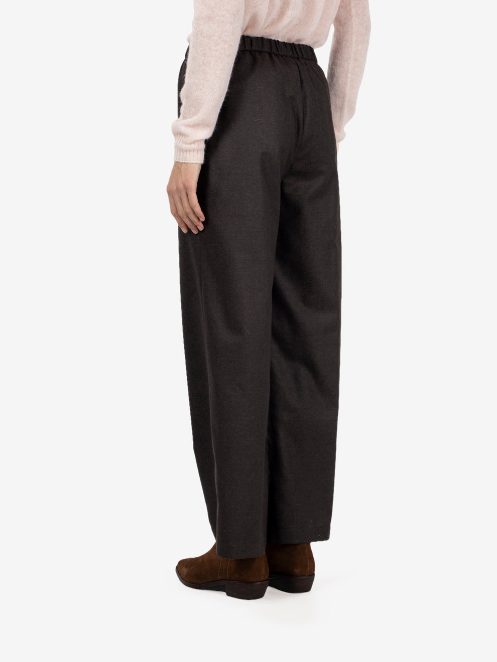 Pantaloni in fresco lana marrone